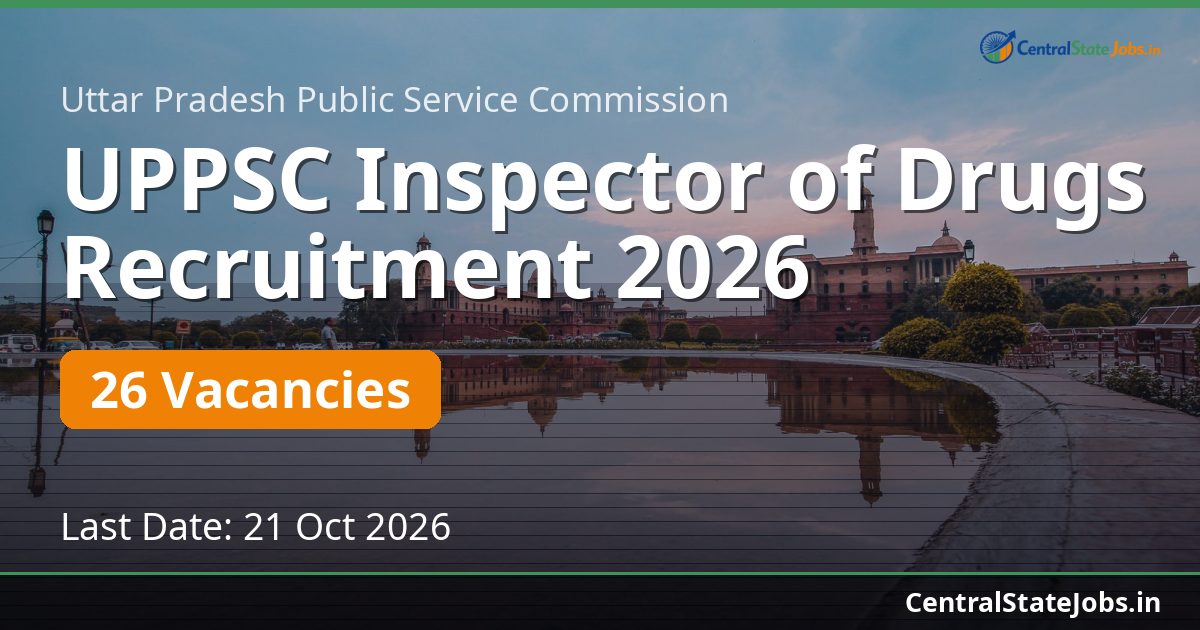 UPPSC Inspector of Drugs Recruitment 2026