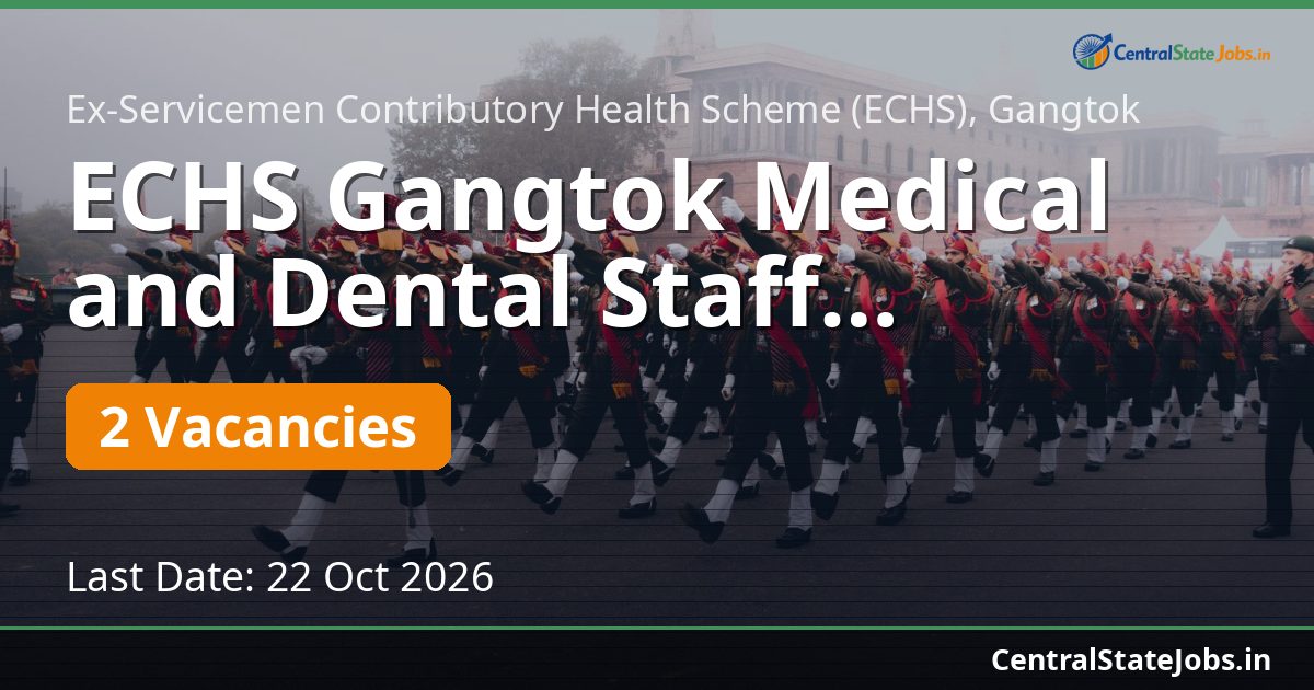 ECHS Gangtok Medical and Dental Staff Recruitment 2026