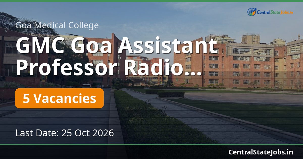GMC Goa Assistant Professor Radio Diagnosis 2026