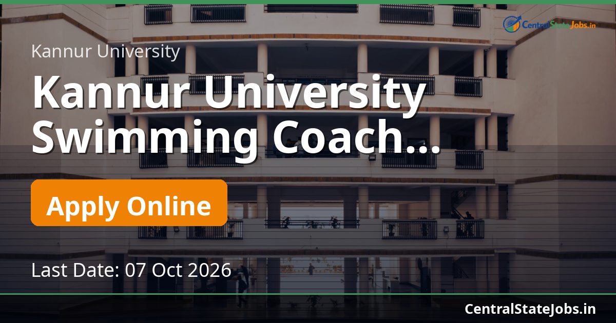 Kannur University Swimming Coach Recruitment 2026
