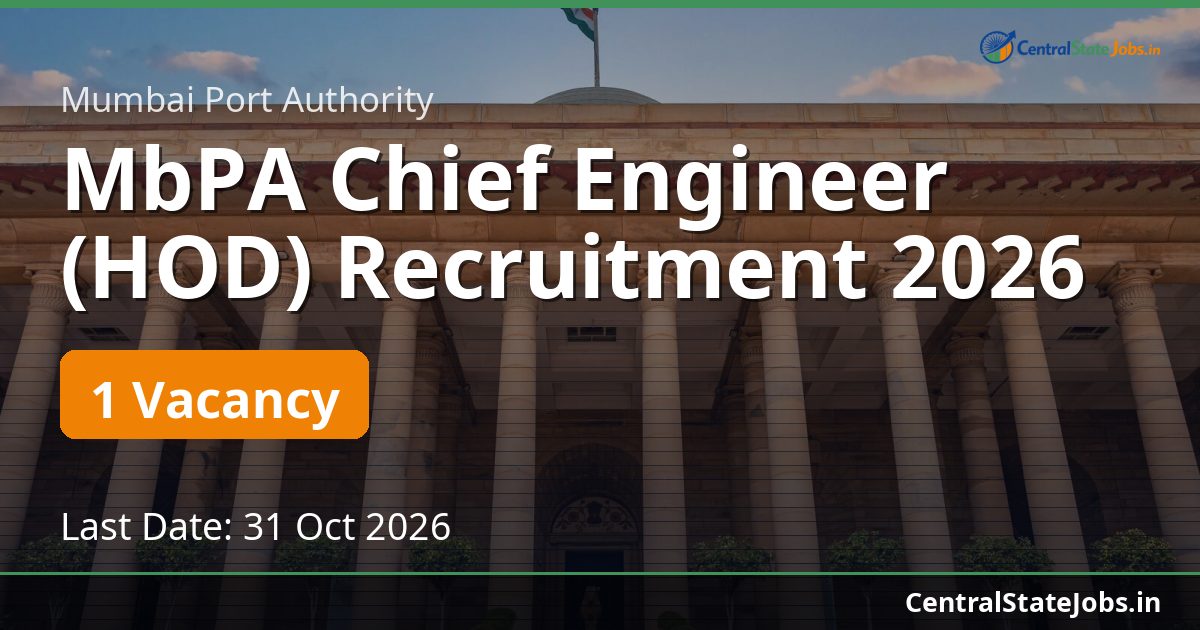 MbPA Chief Engineer (HOD) Recruitment 2026