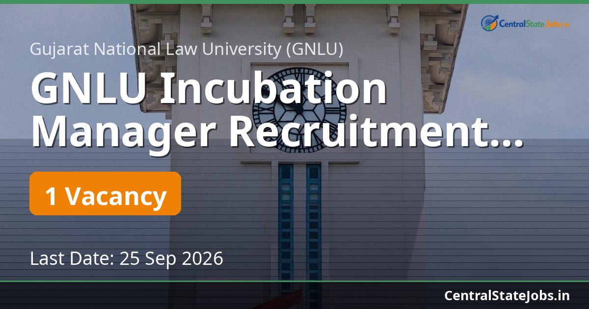 GNLU Incubation Manager Recruitment 2026