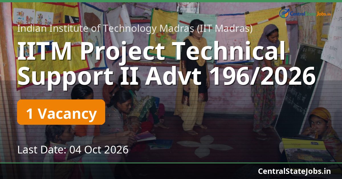 IITM Project Technical Support II Advt 196/2026