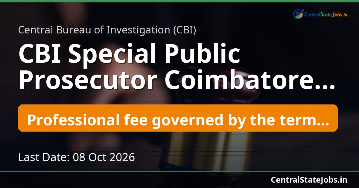 CBI Special Public Prosecutor Coimbatore Recruitment 2026