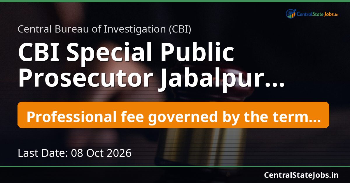 CBI Special Public Prosecutor Jabalpur Recruitment 2026