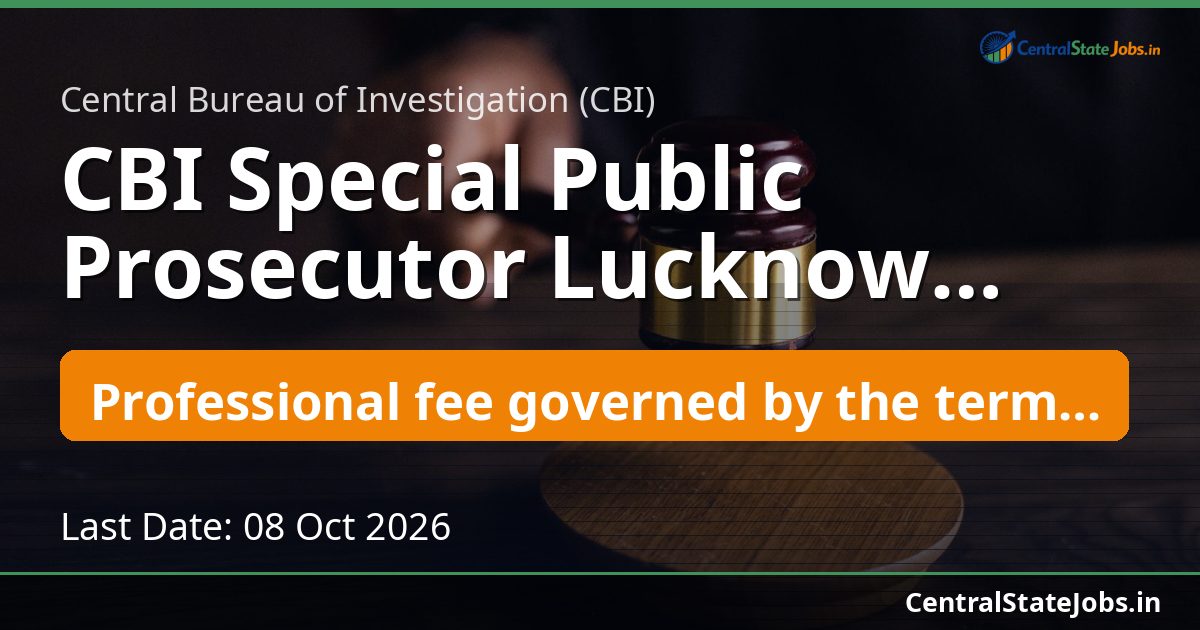 CBI Special Public Prosecutor Lucknow Recruitment 2026