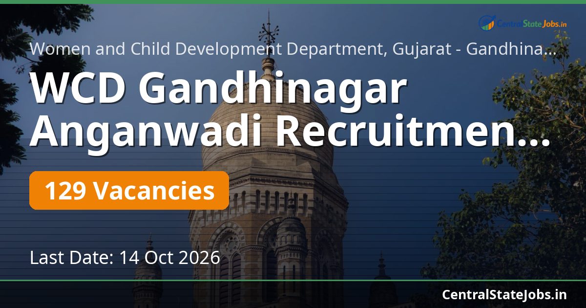 WCD Gandhinagar Anganwadi Recruitment 2026 — 129 Vacancies