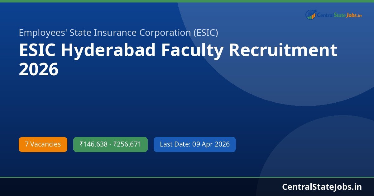 ESIC Hyderabad Faculty Recruitment 2026