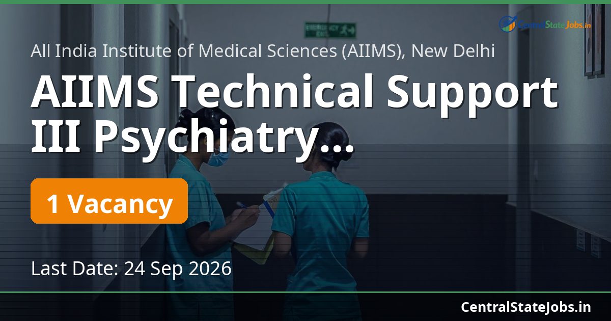 AIIMS Technical Support III Psychiatry Recruitment 2026