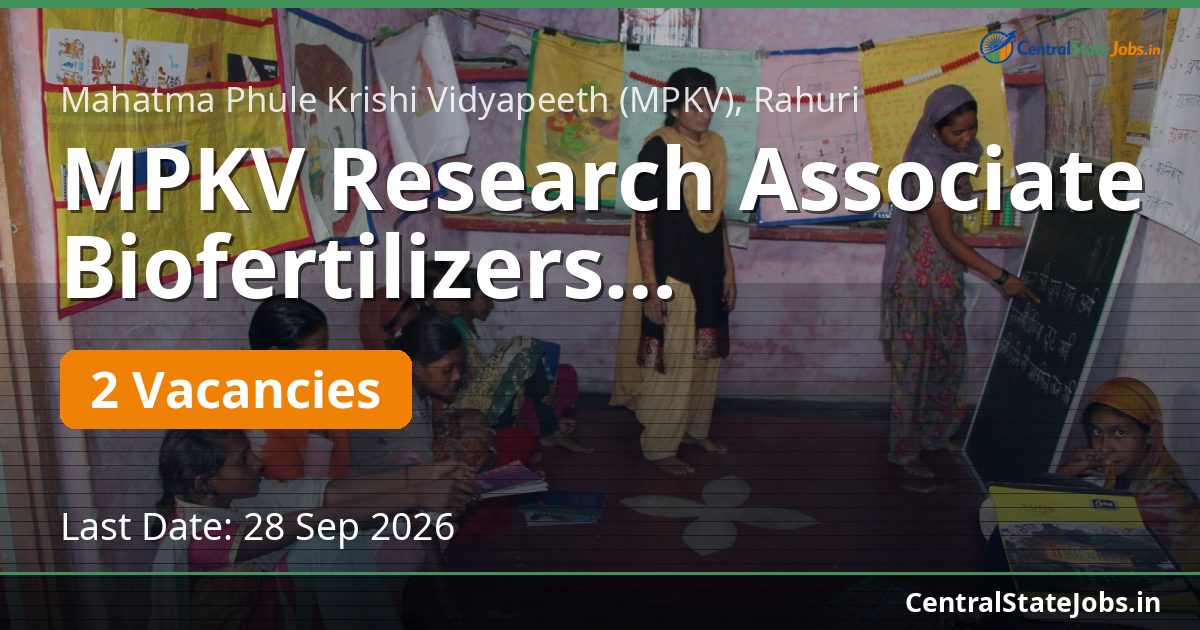 MPKV Research Associate Biofertilizers Recruitment 2026