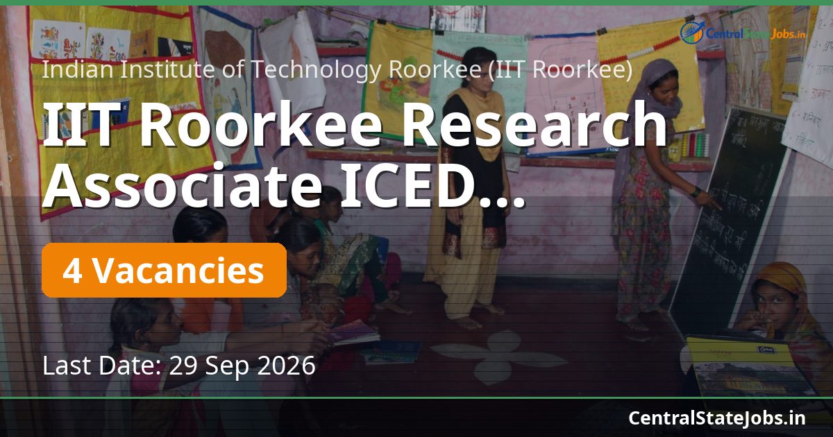 IIT Roorkee Research Associate ICED Recruitment 2026