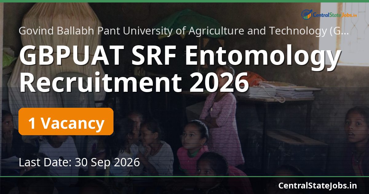 GBPUAT SRF Entomology Recruitment 2026