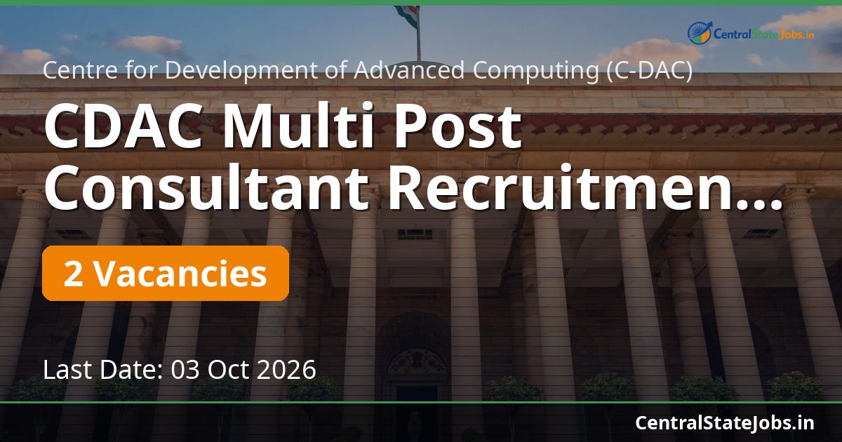CDAC Multi Post Consultant Recruitment 2026