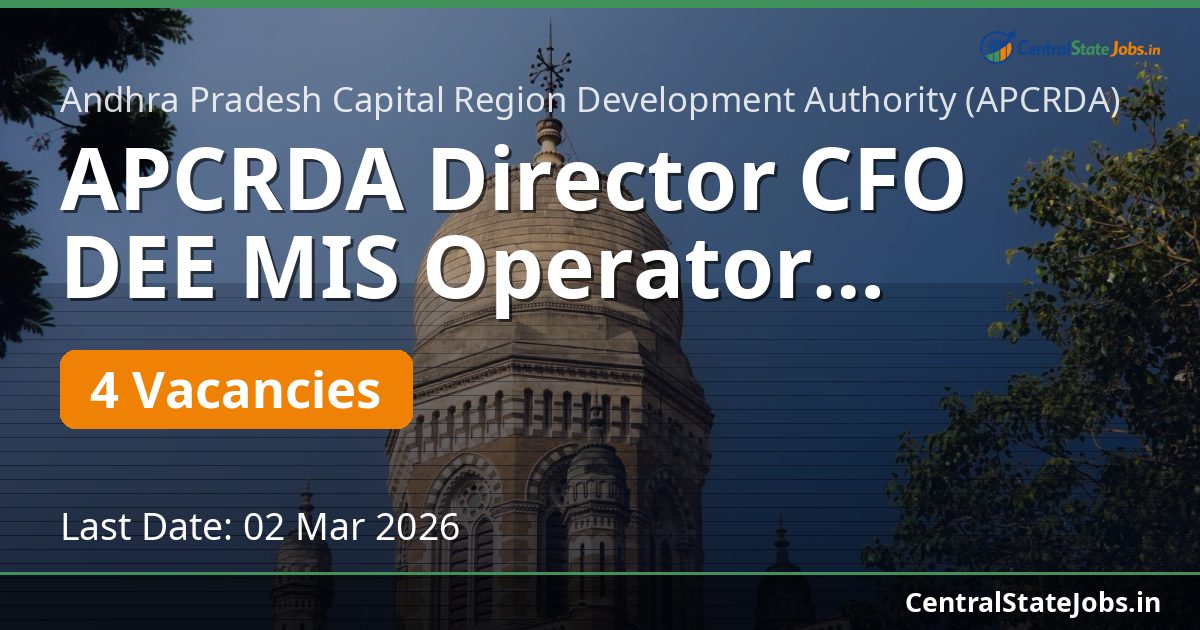 APCRDA Director CFO DEE MIS Operator Recruitment 2026
