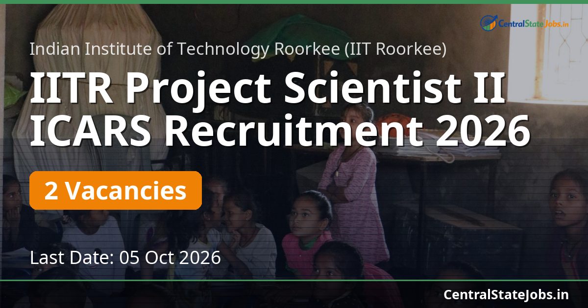 IITR Project Scientist II ICARS Recruitment 2026