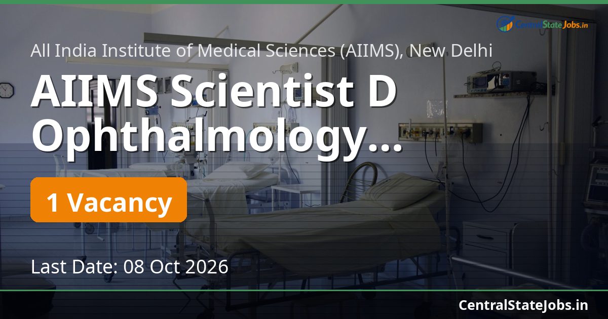 AIIMS Scientist D Ophthalmology Recruitment 2026