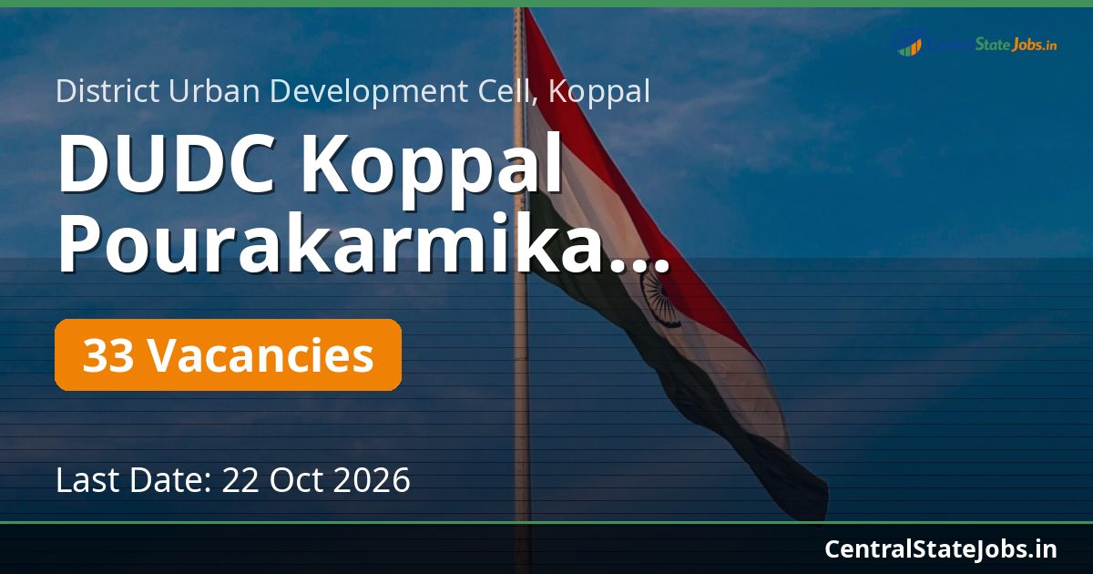 DUDC Koppal Pourakarmika Recruitment 2026 — 33 Vacancies