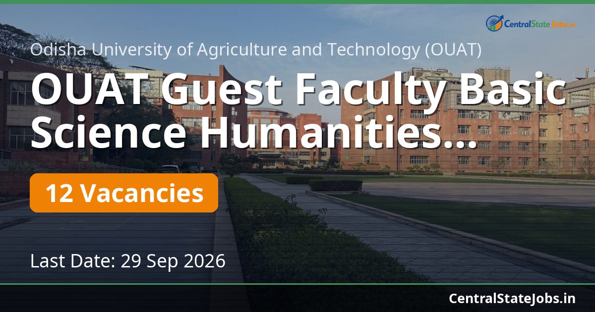 OUAT Guest Faculty Basic Science Humanities Recruitment 2026