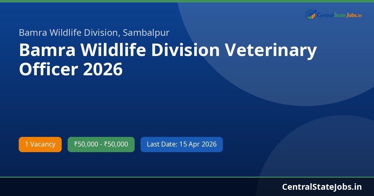 Bamra Wildlife Division Veterinary Officer 2026