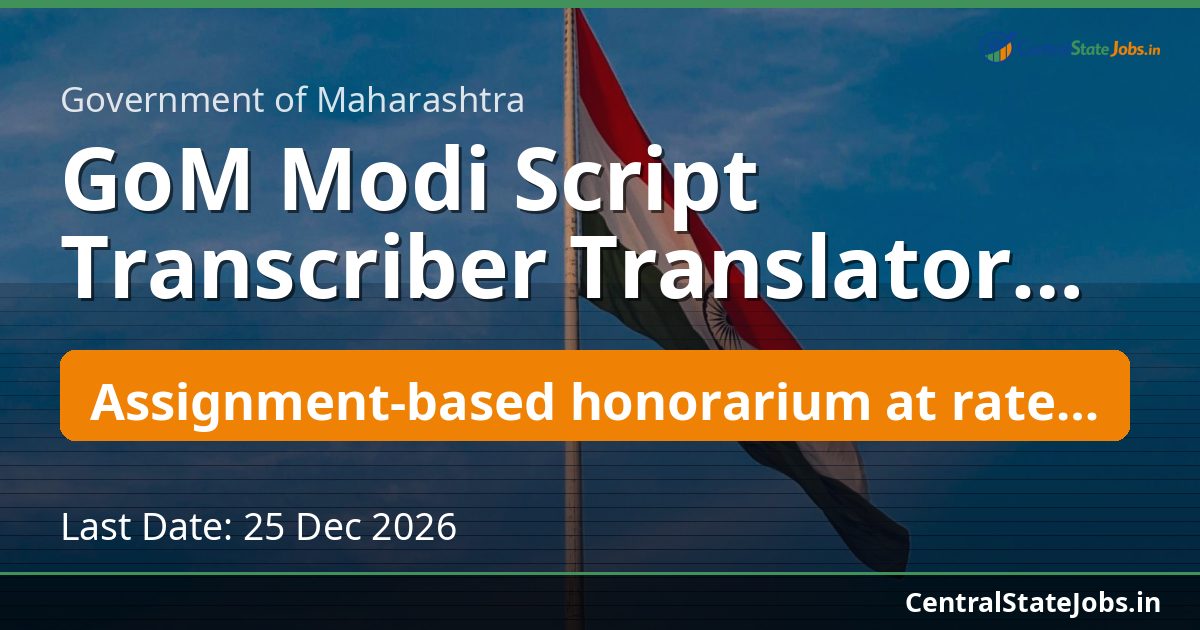 GoM Modi Script Transcriber Translator Recruitment 2026