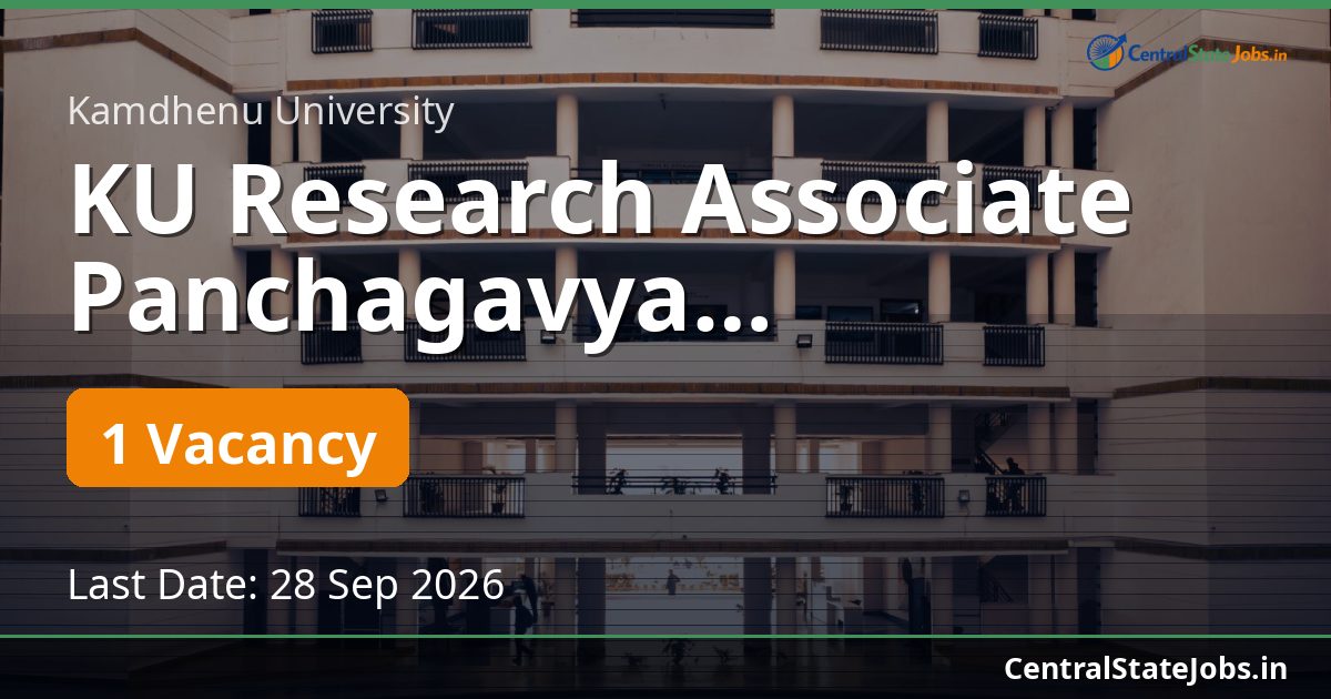 KU Research Associate Panchagavya Recruitment 2026