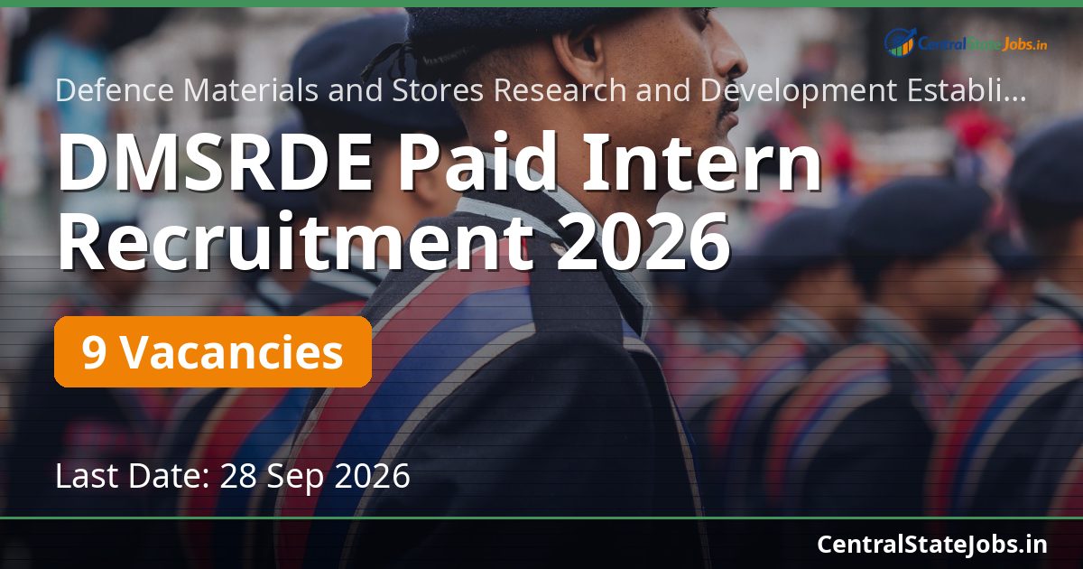 DMSRDE Paid Intern Recruitment 2026