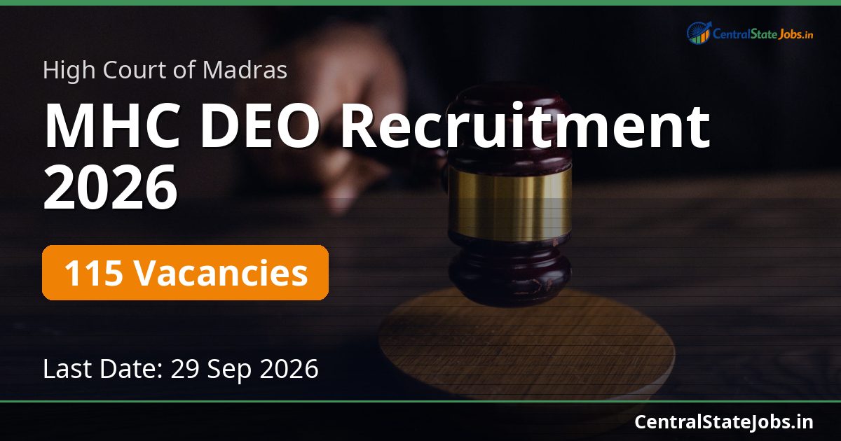 MHC DEO Recruitment 2026 — 115 Vacancies
