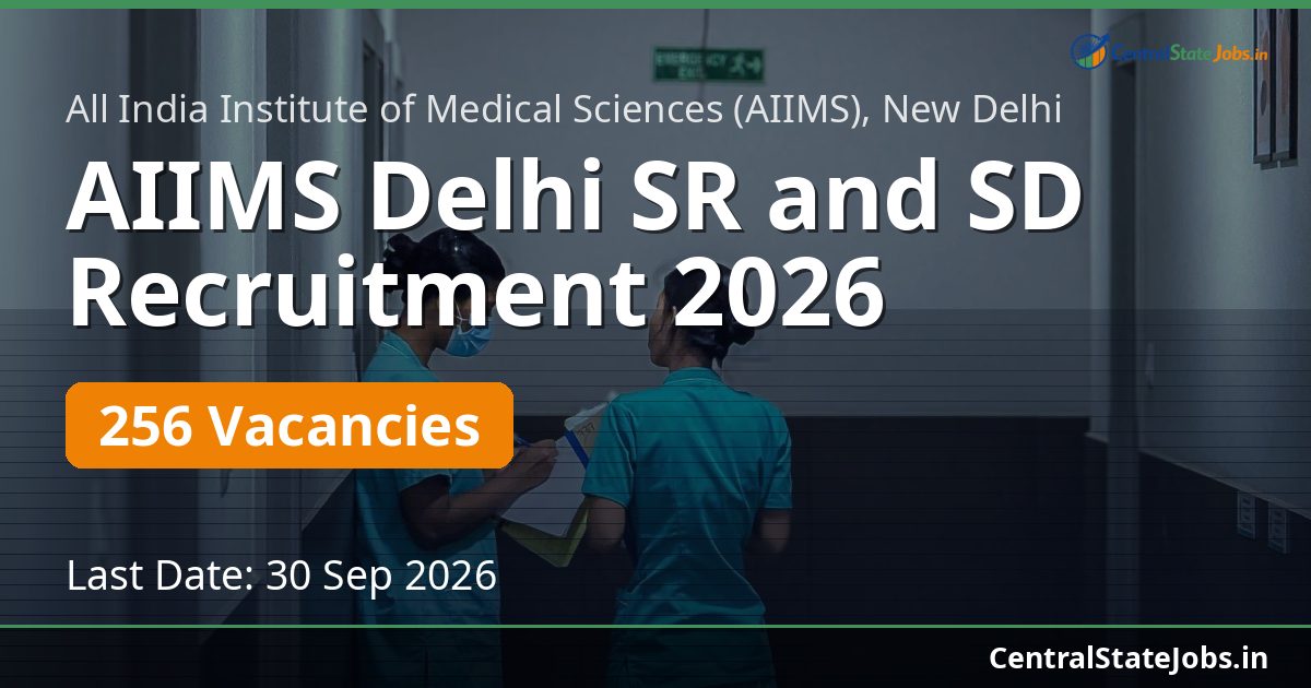 AIIMS Delhi SR and SD Recruitment 2026 — 256 Vacancies