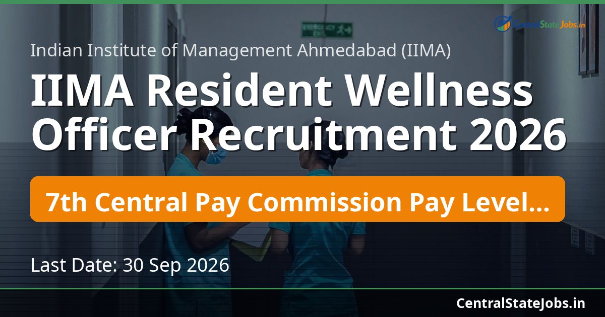 IIMA Resident Wellness Officer Recruitment 2026
