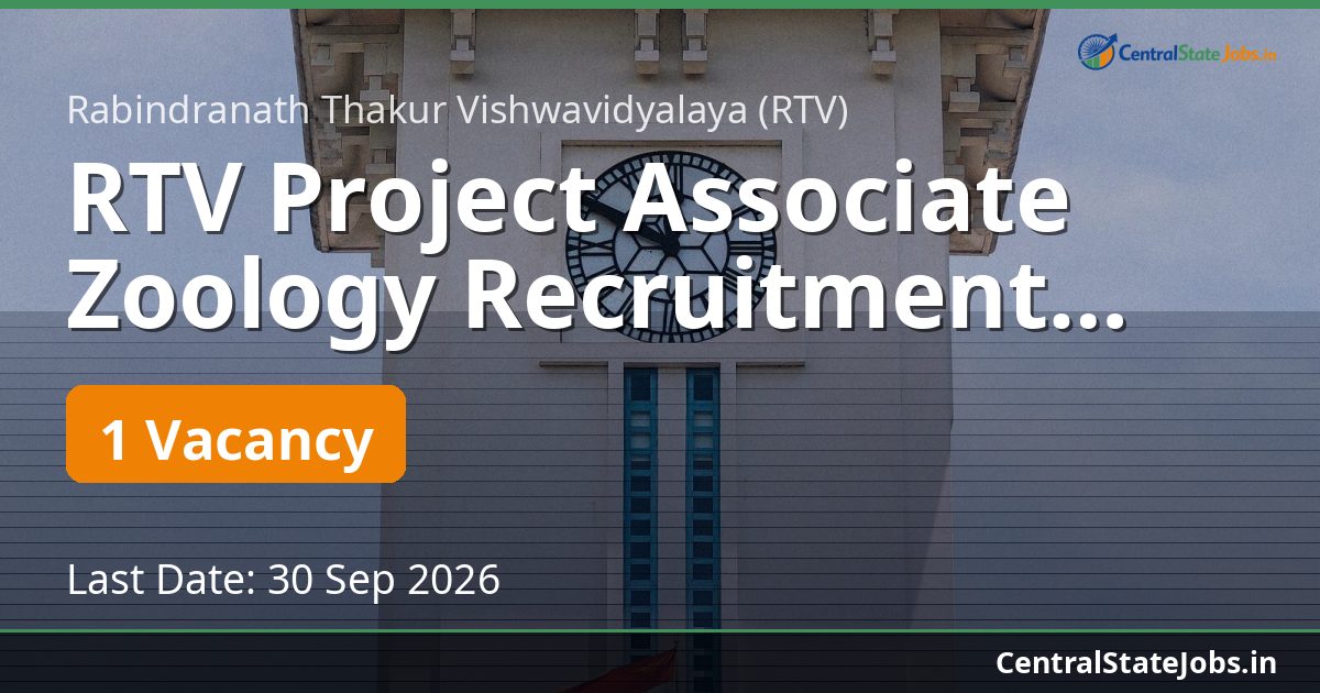 RTV Project Associate Zoology Recruitment 2026