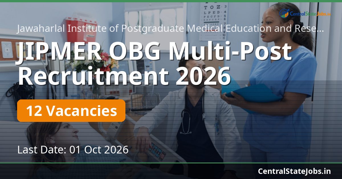 JIPMER OBG Multi-Post Recruitment 2026