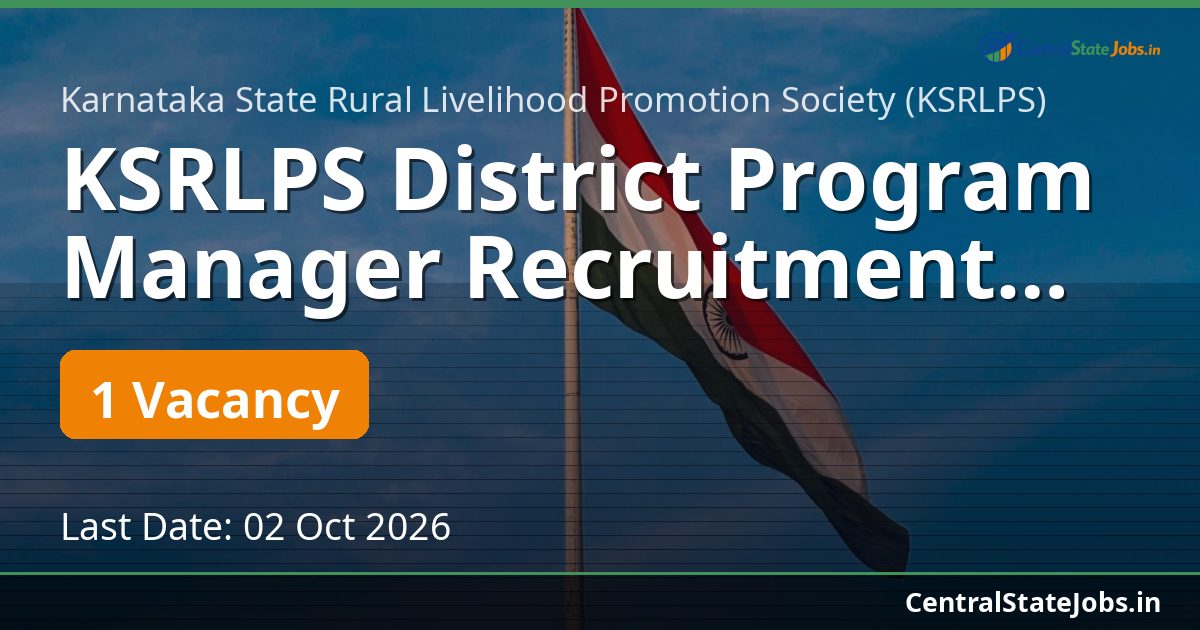 KSRLPS District Program Manager Recruitment 2026
