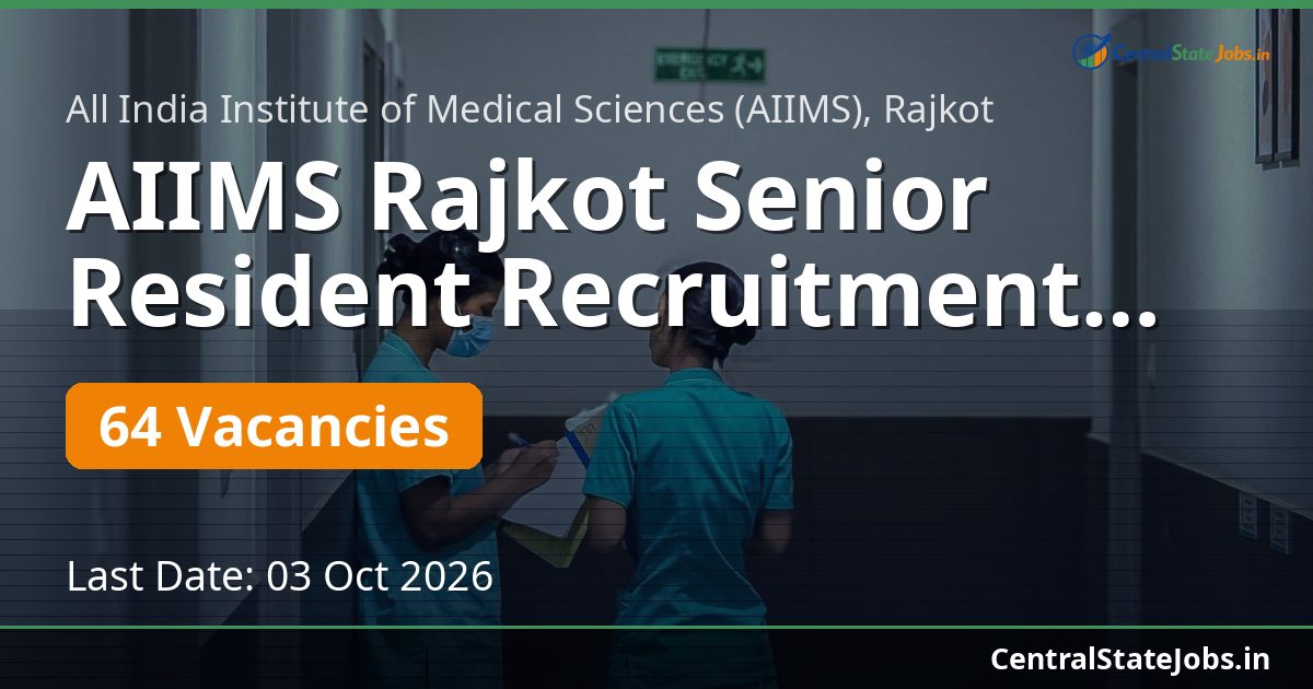 AIIMS Rajkot Senior Resident Recruitment 2026 — 64 Vacancies