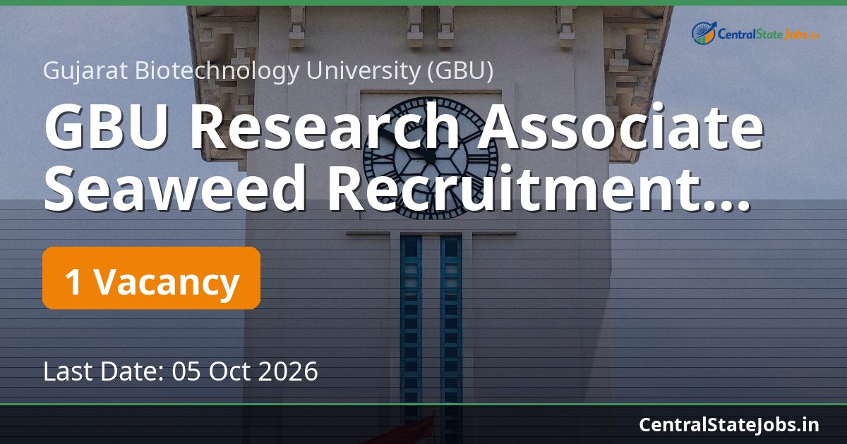 GBU Research Associate Seaweed Recruitment 2026