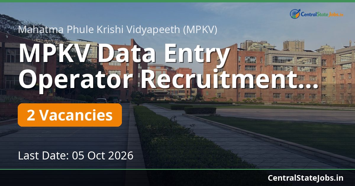 MPKV Data Entry Operator Recruitment 2026