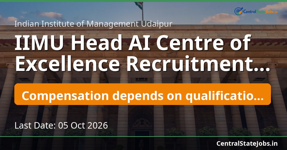 IIMU Head AI Centre of Excellence Recruitment 2026