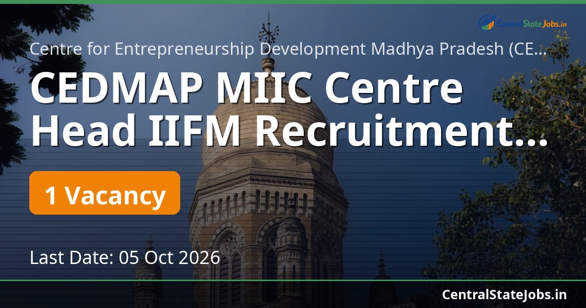 CEDMAP MIIC Centre Head IIFM Recruitment 2026