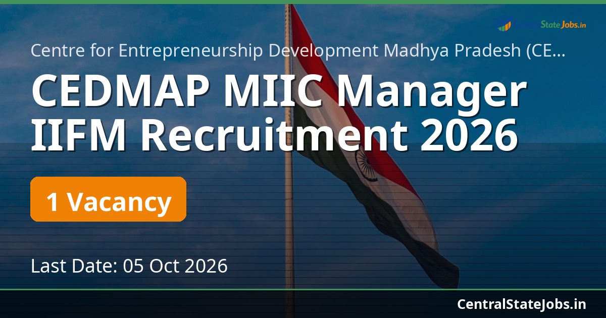 CEDMAP MIIC Manager IIFM Recruitment 2026
