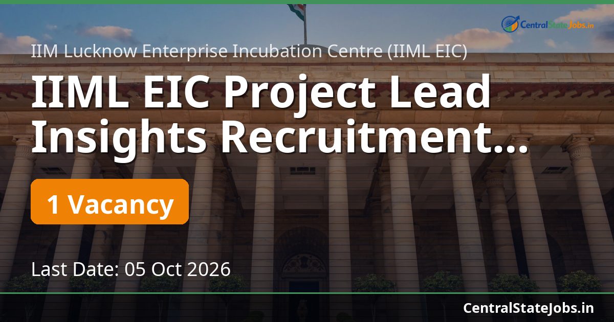 IIML EIC Project Lead Insights Recruitment 2026