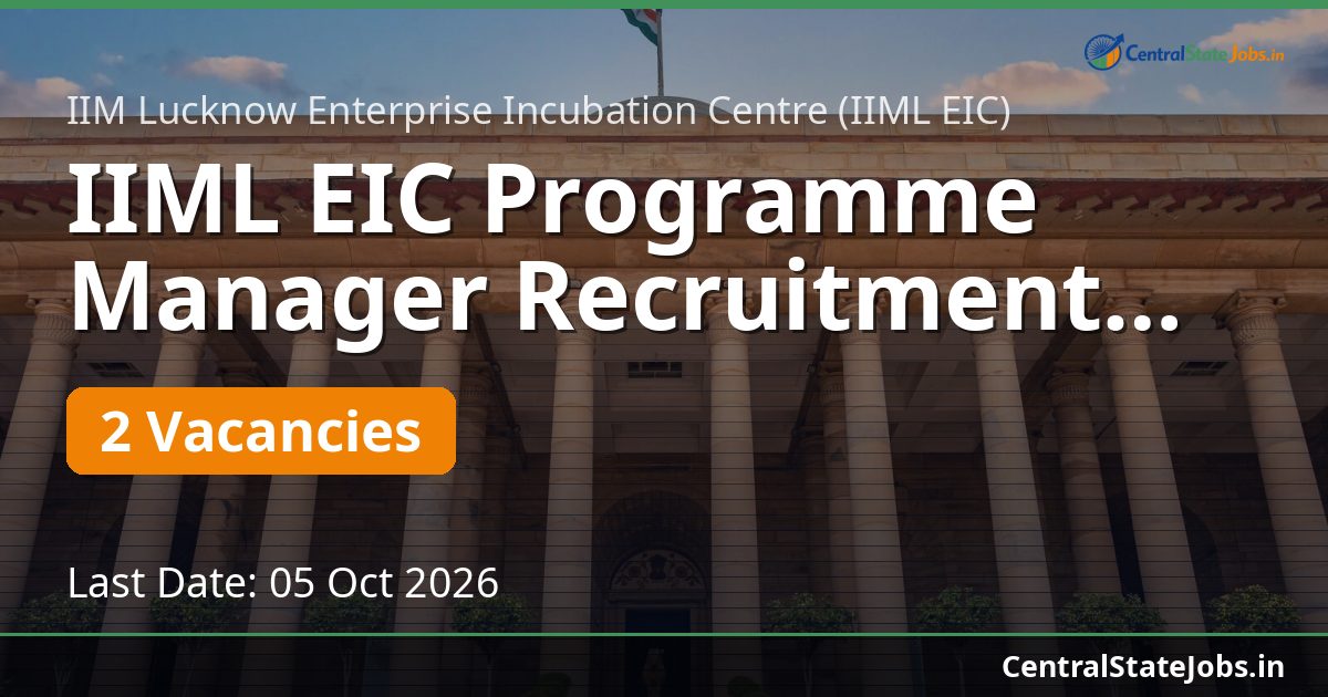 IIML EIC Programme Manager Recruitment 2026