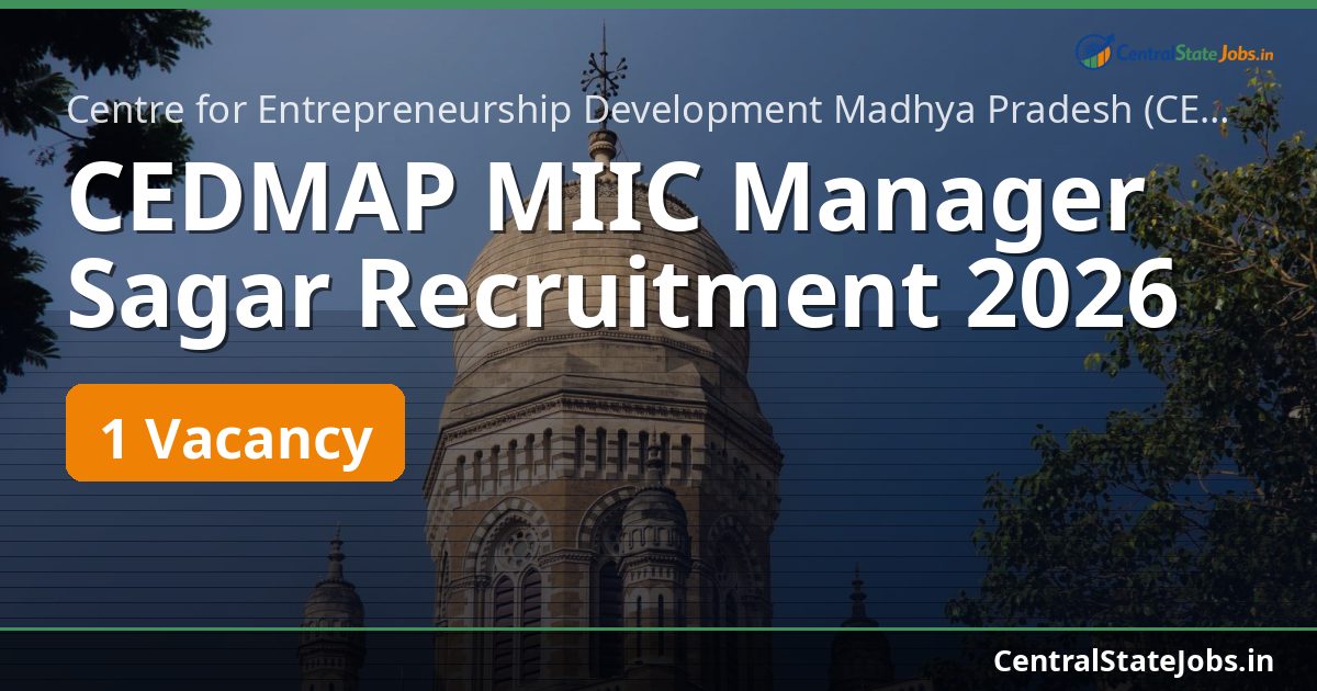 CEDMAP MIIC Manager Sagar Recruitment 2026