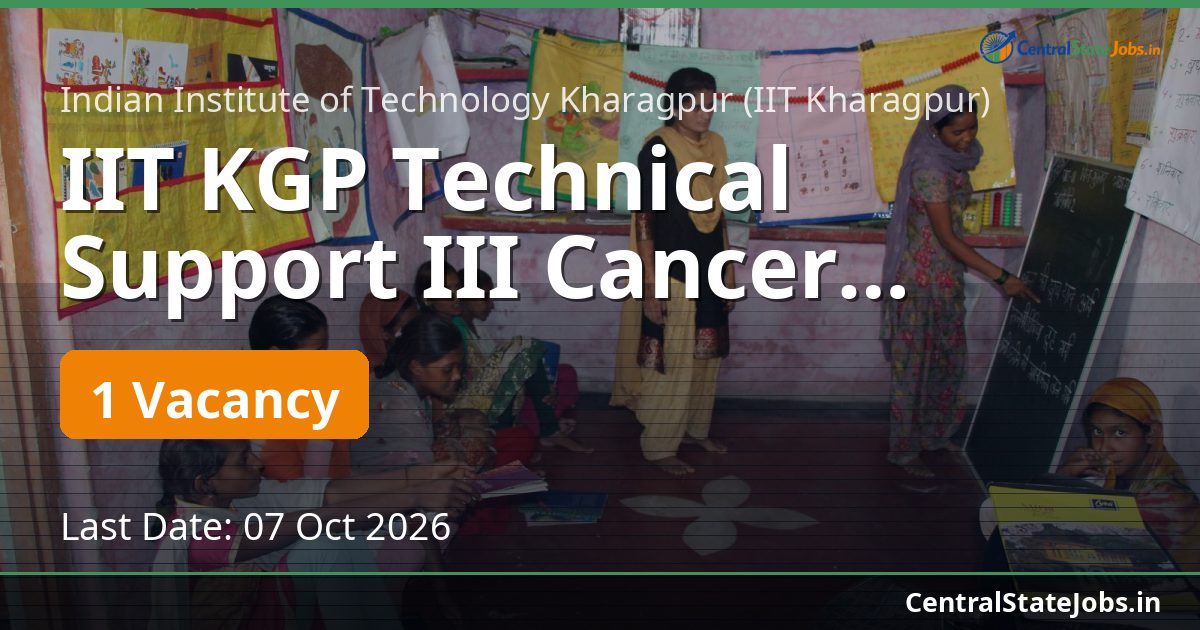 IIT KGP Technical Support III Cancer Recruitment 2026