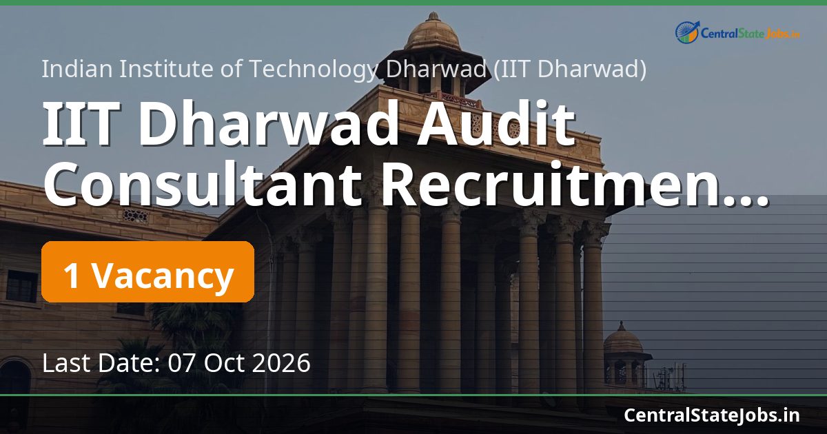 IIT Dharwad Audit Consultant Recruitment 2026