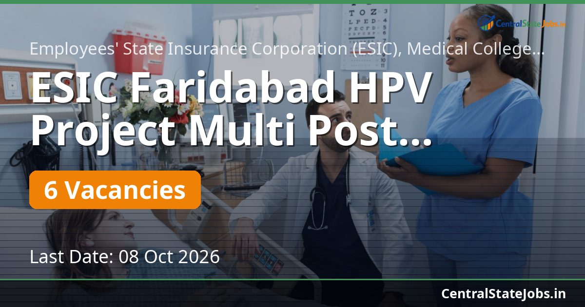ESIC Faridabad HPV Project Multi Post Recruitment 2026