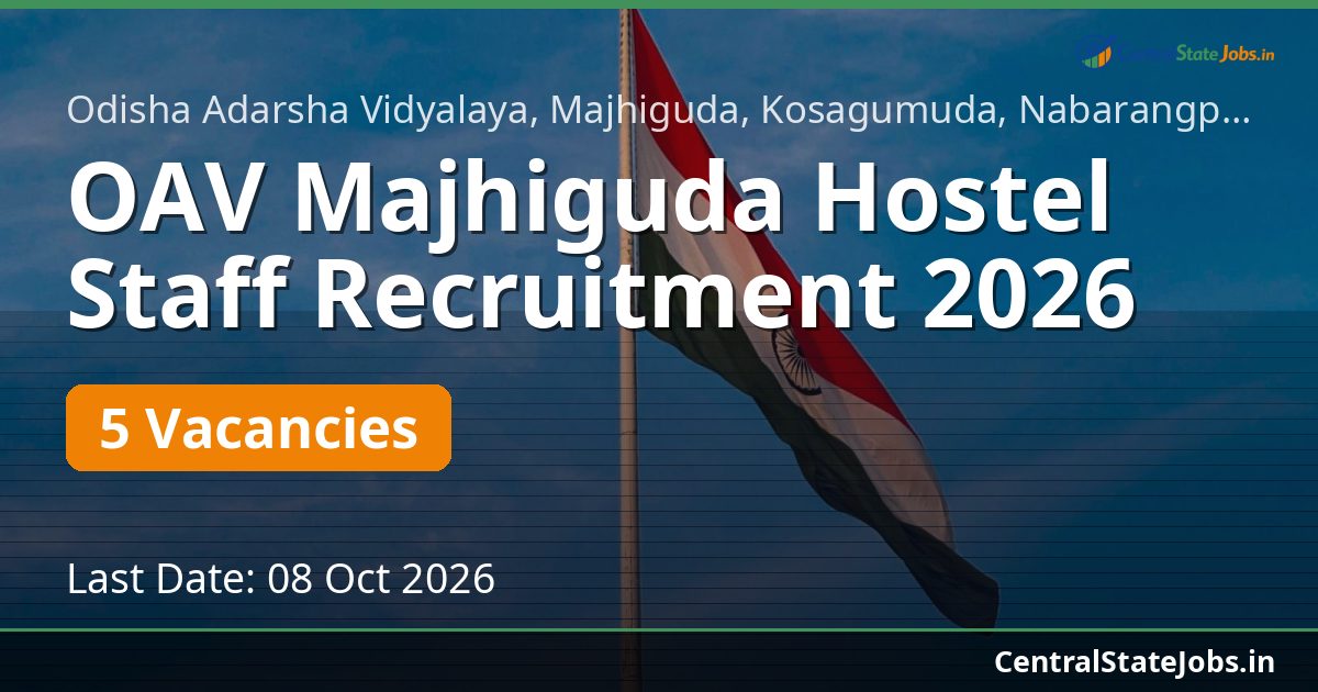 OAV Majhiguda Hostel Staff Recruitment 2026