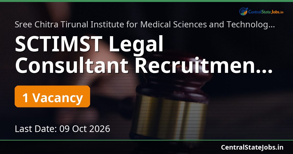 SCTIMST Legal Consultant Recruitment 2026