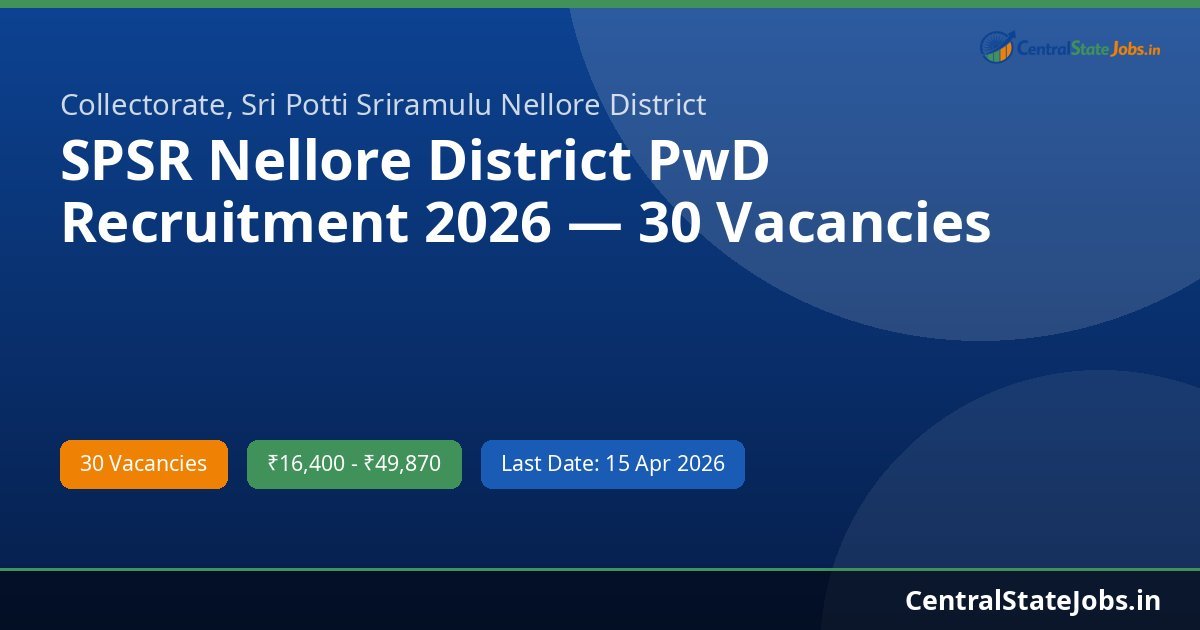SPSR Nellore District PwD Recruitment 2026 — 30 Vacancies