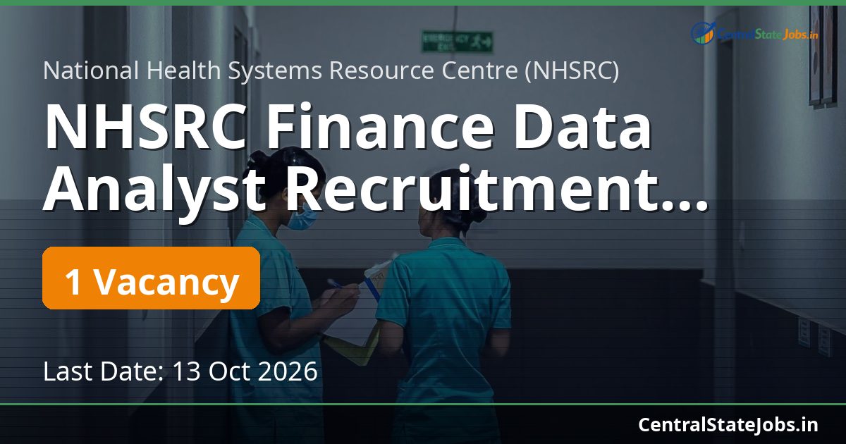 NHSRC Finance Data Analyst Recruitment 2026