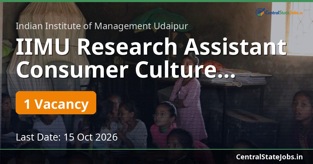 IIMU Research Assistant Consumer Culture Recruitment 2026