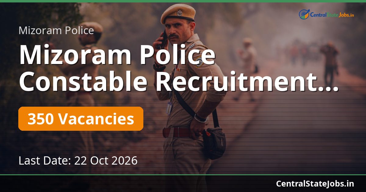 Mizoram Police Constable Recruitment 2026 — 350 Vacancies